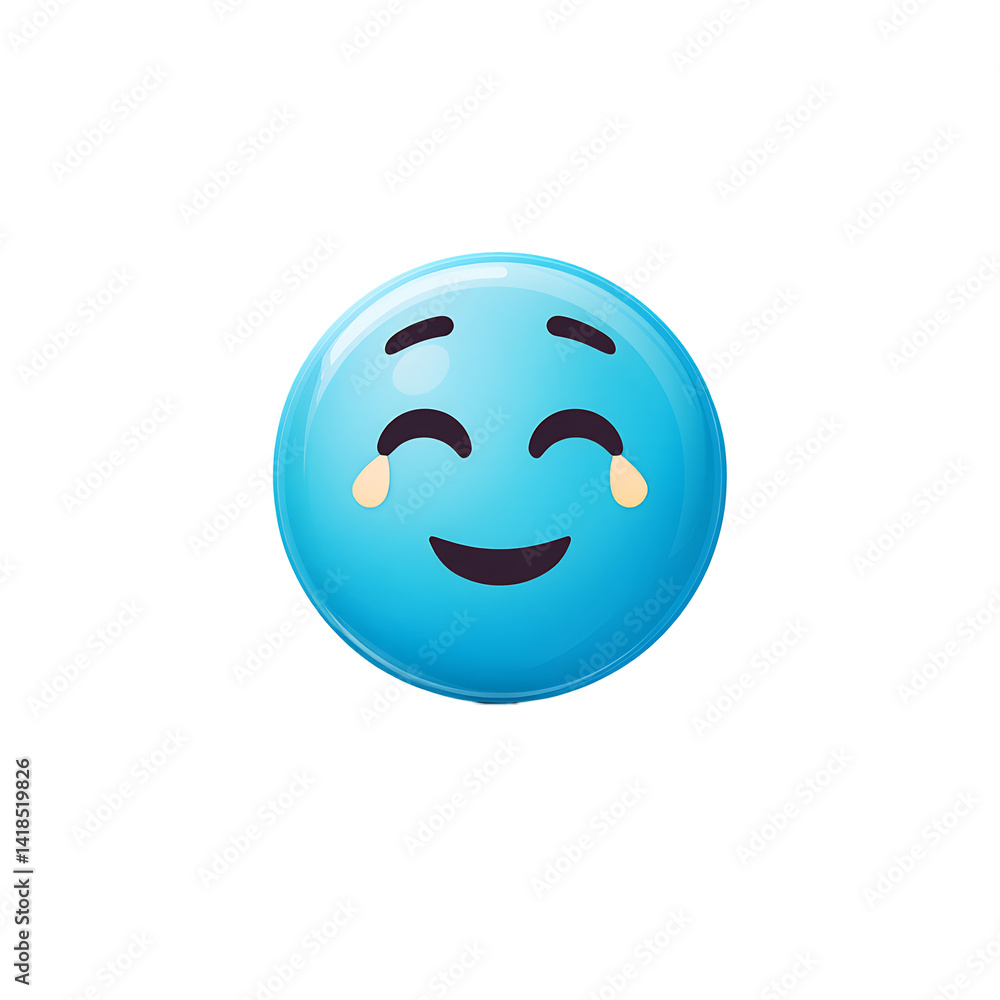 Fototapeta premium Blue face with tears of joy emoji