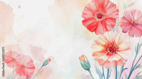 Wallpaper Mural Elegant wedding invitation card background . Minimal hand painted watercolor Gerbera flowers texture template background. Design for wedding, vip cover, poster, rsvp moderncard.Valentine's Day Torontodigital.ca