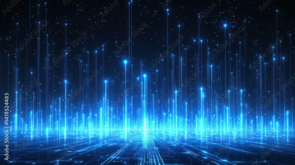 Digital Glow with Blue Light Beams and Futuristic Background Design Digital Glow with Blue Light Beams and Futuristic Background Design