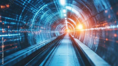 Wallpaper Mural Abstract Light Trail in a Futuristic Tunnel with Vibrant Colors Torontodigital.ca