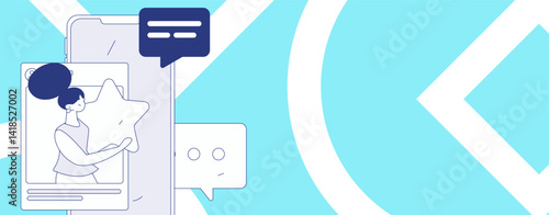 Virtual characters social communication concept business flat vector hand drawn illustration
