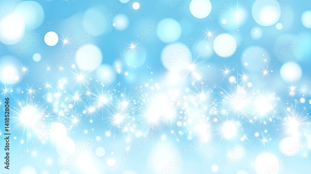 A light blue background with shimmering sparks and bokeh circles. A light blue background with shimmering sparks and bokeh circles.