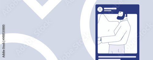 Virtual characters social communication concept business flat vector hand drawn illustration
