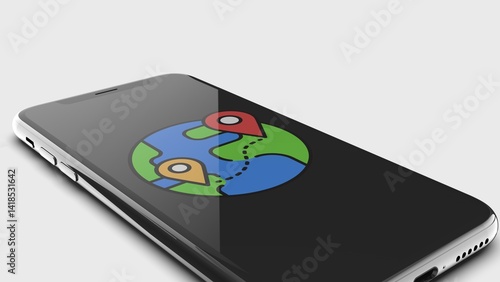 Wallpaper Mural Smartphone displaying a map and navigation icons. Torontodigital.ca