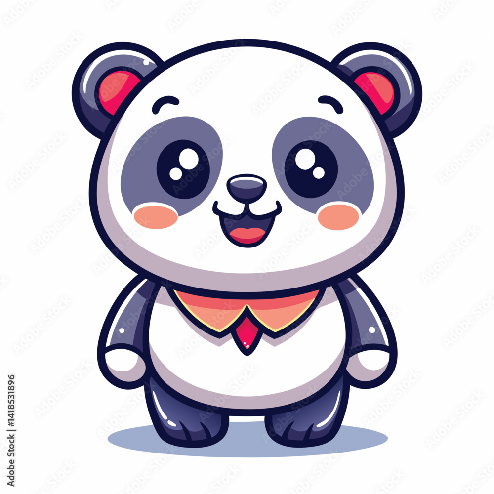 Fototapeta premium Cute panda cartoon character with a tie