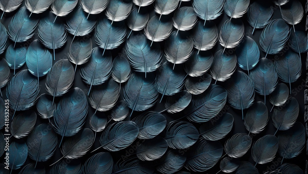Dark, textured feathers in a repeating pattern