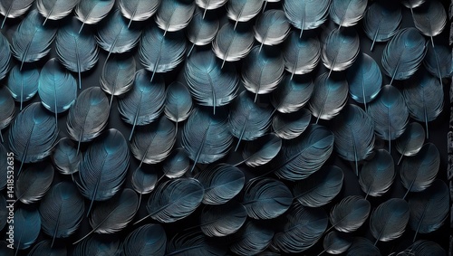 Obraz na płótnie Dark, textured feathers in a repeating pattern w salonie