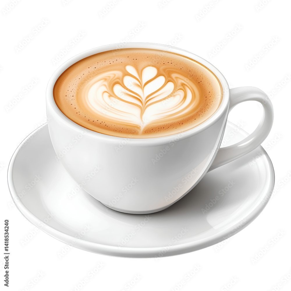 Latte Art Cappuccino in Ceramic Cup – High Quality Coffee Drink Image Latte Art Cappuccino in Ceramic Cup – High Quality Coffee Drink Image