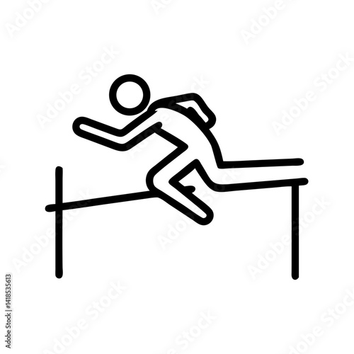 Athletic Field Hurdle Jumping Iconic Performance Side View Illustration