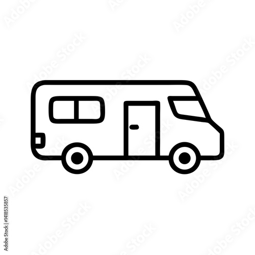 Eye-Level View of Iconic Adventure Van in Minimalist Outdoor Journey Art