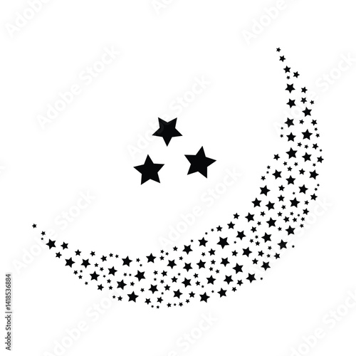 black and white stars moon