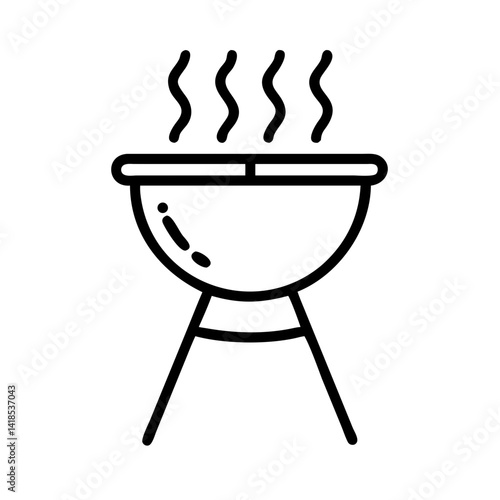 Grilling Action Icon at Backyard BBQ Event Outdoor Environment Dynamic Viewpoint