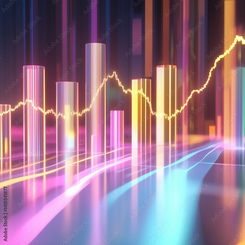 Fototapeta premium Vibrant Stock Chart Background With Dynamic Texture Wallpaper