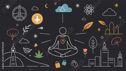 In a world of constant noise and chaos the peaceful act of creating chalk art with spiritual significance brings a sense of calm and reflection to the. Vector illustration