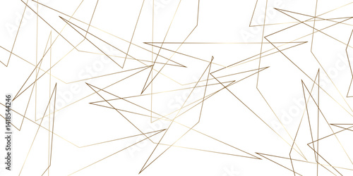Abstract background with liens and triangles shape on white background. White and golden geometric overlapping rectangle pattern Geometric background soft shadows as patten ..White polygon textured .