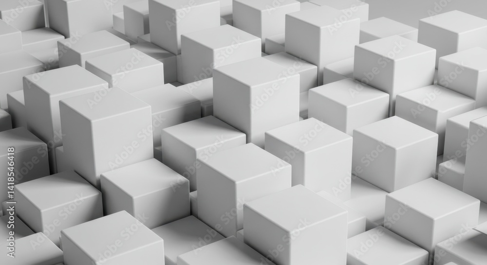 Abstract 3D Rendering of White Cubes: Geometric Pattern and Textural Design Abstract 3D Rendering of White Cubes: Geometric Pattern and Textural Design