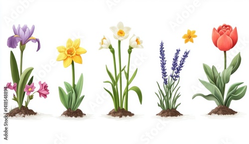 Wallpaper Mural Colorful Spring Flowers in Bloom with Vibrant Petals and Greenery Torontodigital.ca