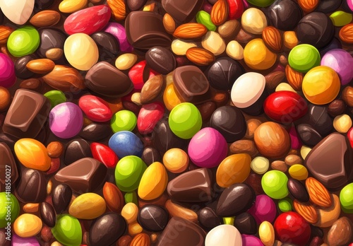 Colorful Assortment of Various Candies and Chocolate Treats
