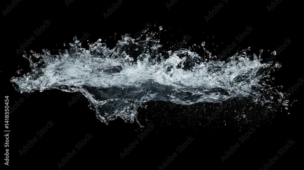 Splashing Water Effect on Black Background for Creative Design Splashing Water Effect on Black Background for Creative Design