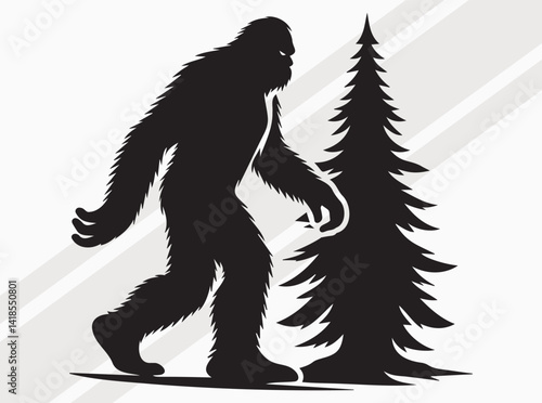 Bold Black Bigfoot Silhouette Ideal for Crafts Posters and Nature Inspired Art