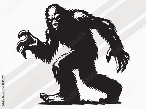Bold Black Bigfoot Silhouette Ideal for Crafts Posters and Nature Inspired Art