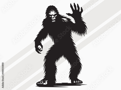 Black Bigfoot Silhouette of Mysterious Forest Creature for Art and Design Inspiration