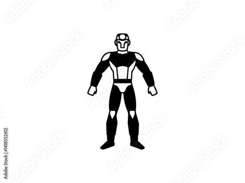 Obraz na płótnie A bold, black and white illustration of a cartoon superhero. w salonie