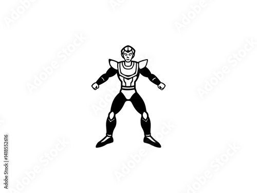 Obraz na płótnie A bold, black and white illustration of a cartoon superhero. w salonie