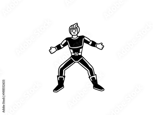 Obraz na płótnie A bold, black and white illustration of a cartoon superhero. w salonie