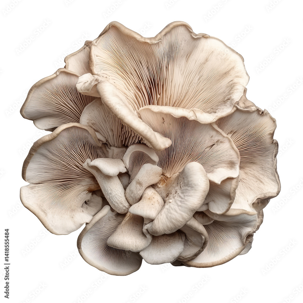 Close-up of a cluster of oyster mushrooms Close-up of a cluster of oyster mushrooms