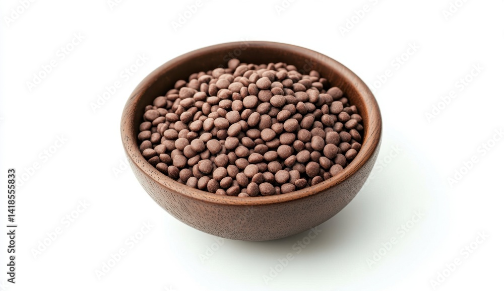 Brown Seeds in Wooden Bowl on White Background for Food Photography Brown Seeds in Wooden Bowl on White Background for Food Photography