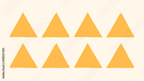Brush paint frame rough triangle, grunge stamp shape set. Brush stroke frame edgy triangle, sharp paint shape element. Hand drawn texture grunge triangle, pointy text border. Vector illustration