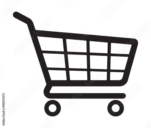 Shopping cart isolated on white background. Minimal Shopping cart icon for e-commerce site.