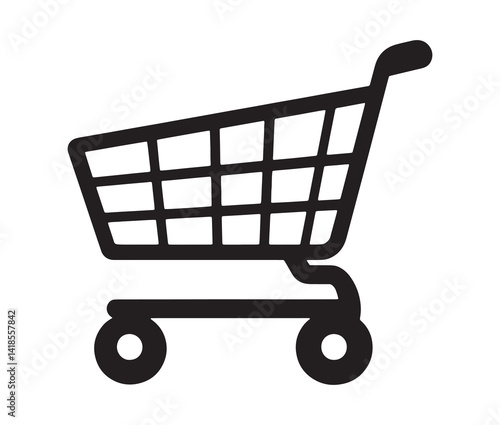 Shopping cart isolated on white background. Minimal Shopping cart icon for e-commerce site.
