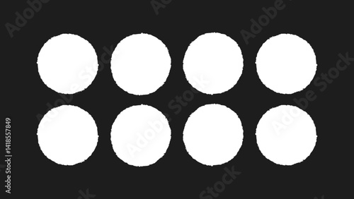 Painted stroke circle rough shape, stamp ink texture pack. Brush line square grunge frame, oval color brush form. Freehand sketched grunge rectangle, round circle edge. Vector object