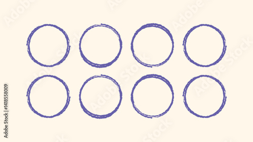 Sketch circle rounded vector outline. Freeform scratchy pencil stroke. Baby crayon pastel edge ring. Sketch handmade rough doodle colorful swirl set. Vector decor