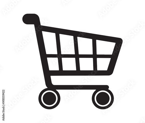 Shopping cart isolated on white background. Minimal Shopping cart icon for e-commerce site.