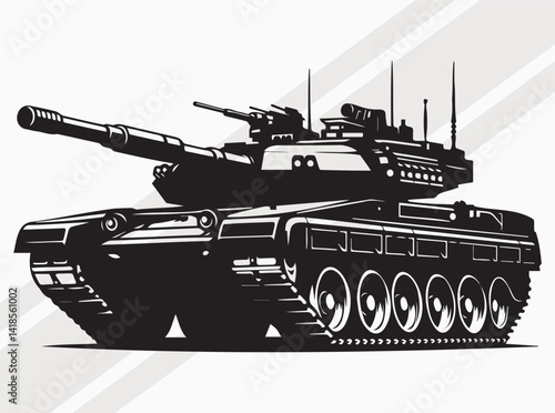 Fierce Military Tank Silhouette in Black for Powerful Graphic Illustrations