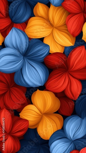 Wallpaper Mural Abstract floral pattern, vibrant colors, layered petals. Torontodigital.ca