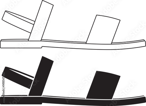 side view Biblical sandals icon set