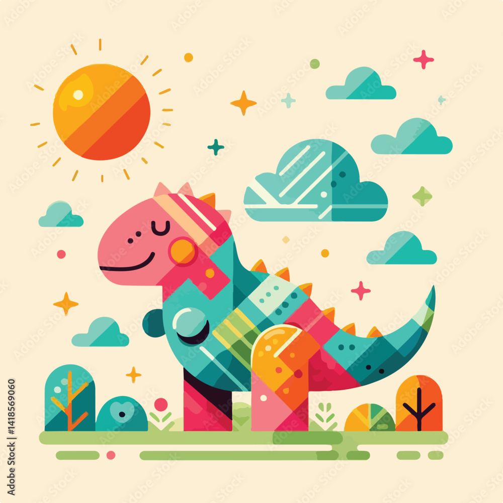 Naklejka premium vector image of cute dinosaur