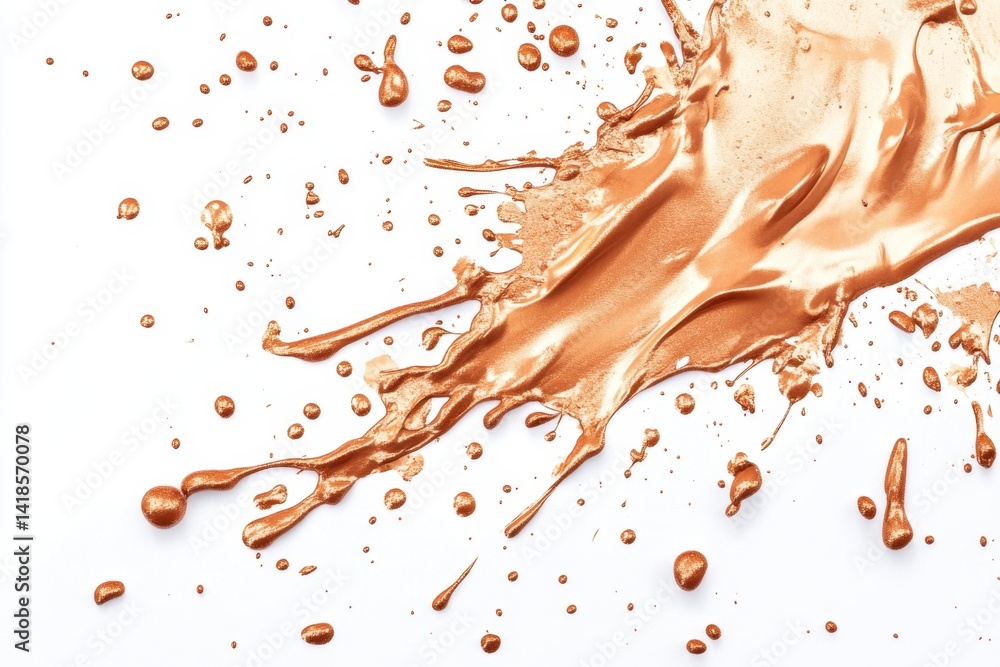 Obraz premium Dynamic Copper Splash on White Surface, Artistic Fluid Design