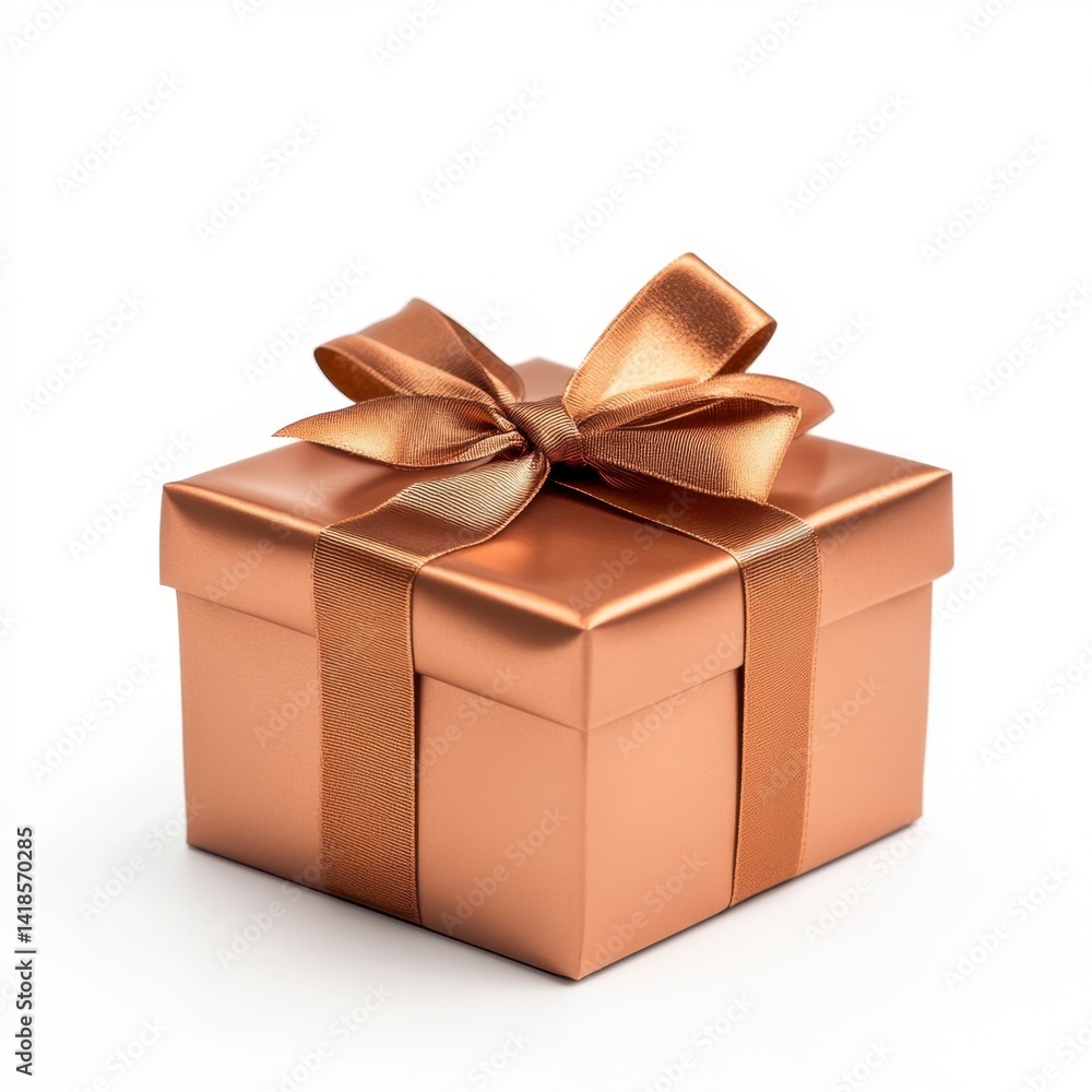 Fototapeta premium Elegant Copper Gift Box with Satin Ribbon for Any Occasion Decor