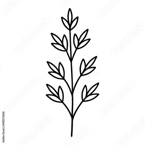 Winter heath flower line art vector on white background 