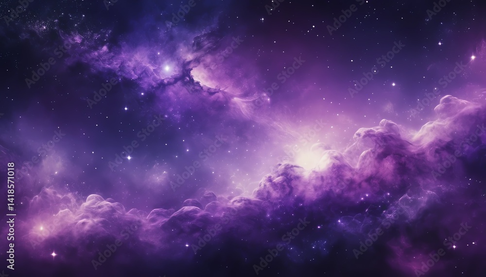 Fototapeta premium Majestic Purple Nebula Space Background Stunning Cosmic Clouds and Starscape Image