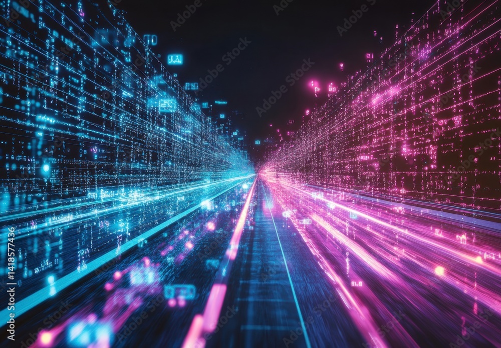 Futuristic Digital Abstract with Lines of Light in Vibrant Colors Futuristic Digital Abstract with Lines of Light in Vibrant Colors