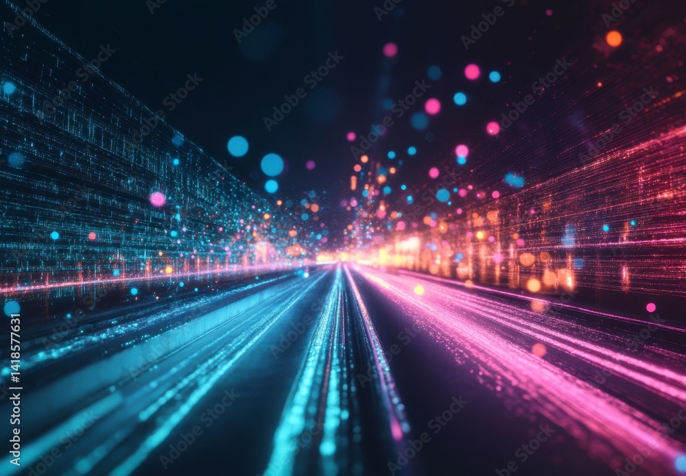 Fototapeta premium Abstract Digital Motion with Colorful Light Trails and Particles