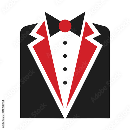 Modern vector graphic of a suit and bowtie, great for classy Father's Day merchandise and visuals.