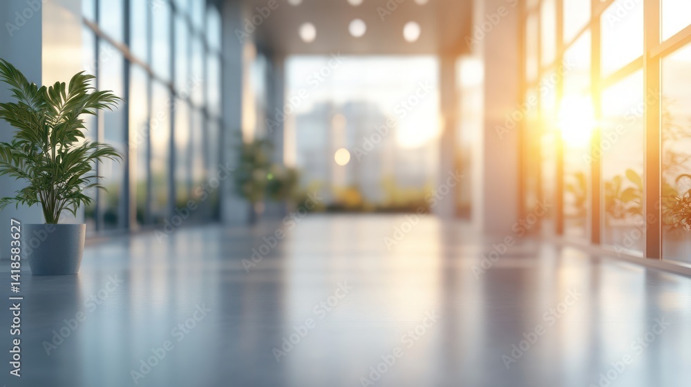 custom made wallpaper toronto digitalSunlit modern office hallway, plants, city view, workspace background