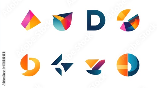 Free Download Colorful abstract logo designs, white background, graphic design, website template - GFXLoad